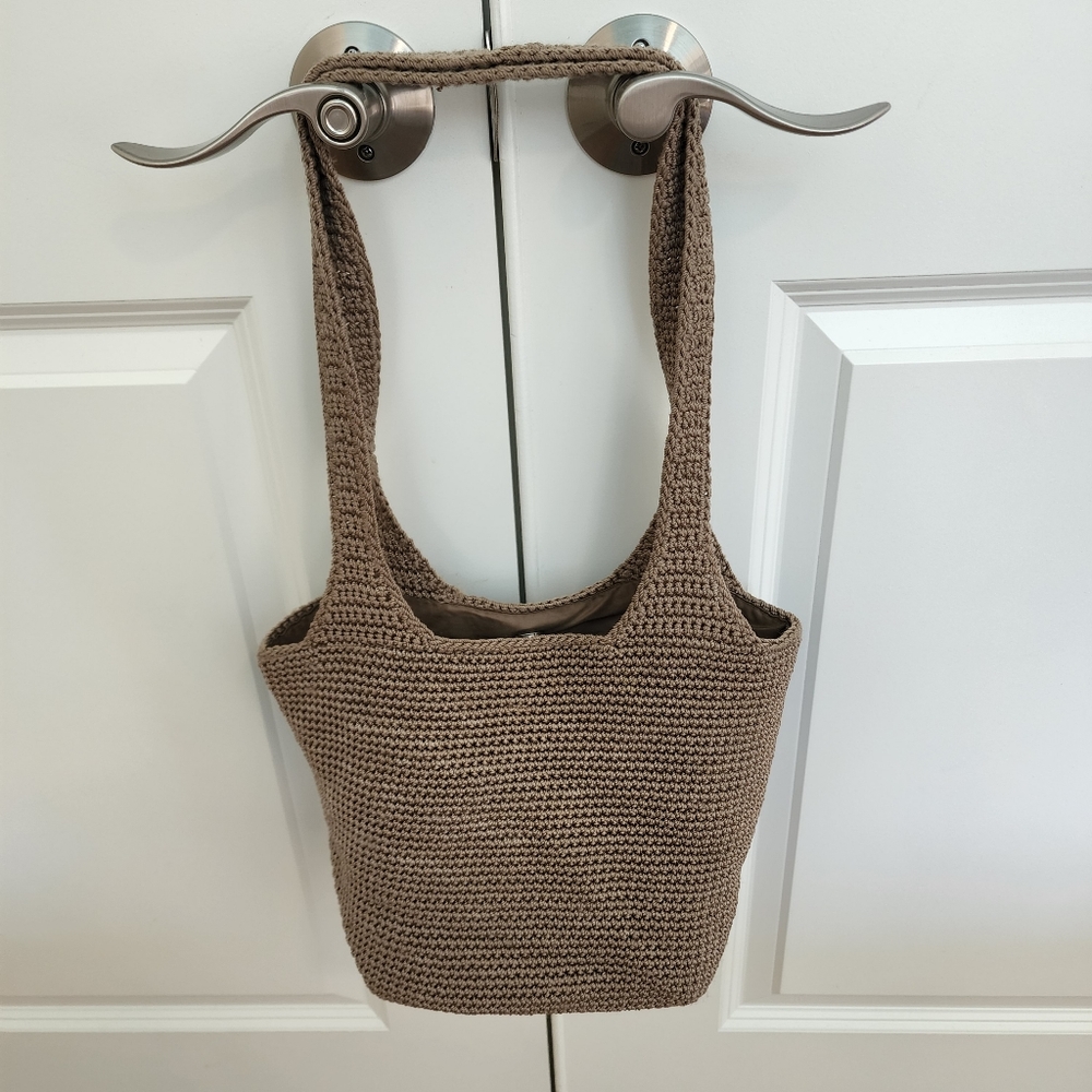 The SAK Beige Tan Crochet Handbag Purse